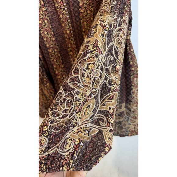 Savanna Jane Floral Paisley Metallic Embroidered Blouse Medium V-Neck - Picture 5 of 12